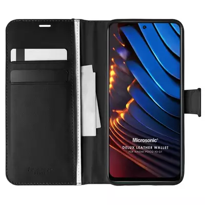 Microsonic Xiaomi Poco X3 GT Kılıf Delux Leather Wallet Siyah