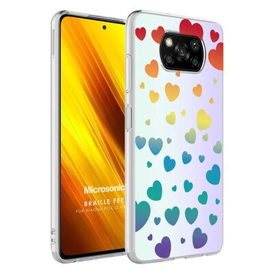 Microsonic Xiaomi Poco X3 NFC Braille Feel Desenli Kılıf Heart