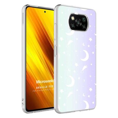 Microsonic Xiaomi Poco X3 NFC Braille Feel Desenli Kılıf Moon