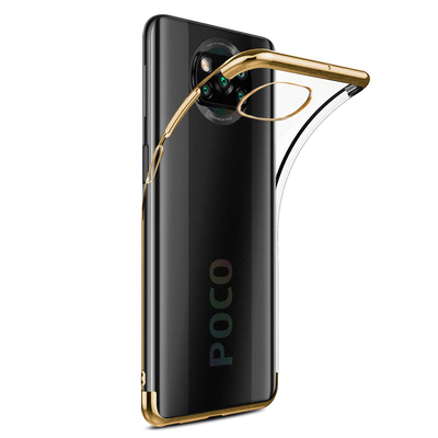 Microsonic Xiaomi Poco X3 NFC Kılıf Skyfall Transparent Clear Gold