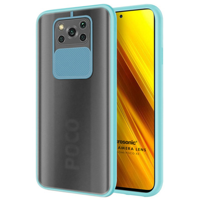 Microsonic Xiaomi Poco X3 NFC Kılıf Slide Camera Lens Protection Turkuaz
