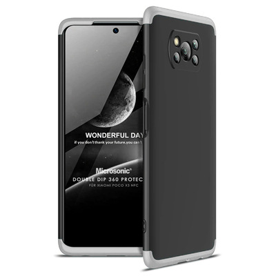 Microsonic Xiaomi Poco X3 Pro Kılıf Double Dip 360 Protective AYS Siyah Gri