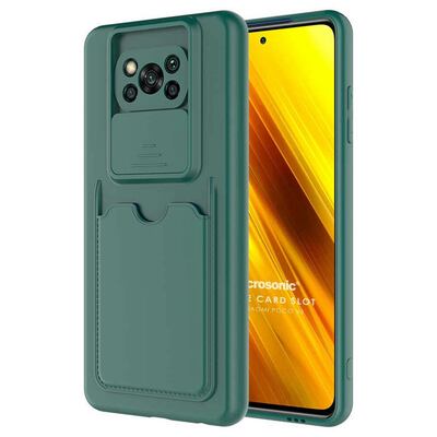 Microsonic Xiaomi Poco X3 Pro Kılıf Inside Card Slot Koyu Yeşil