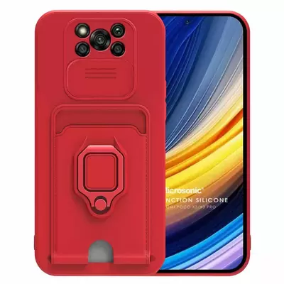 Microsonic Xiaomi Poco X3 Pro Kılıf Multifunction Silicone Kırmızı