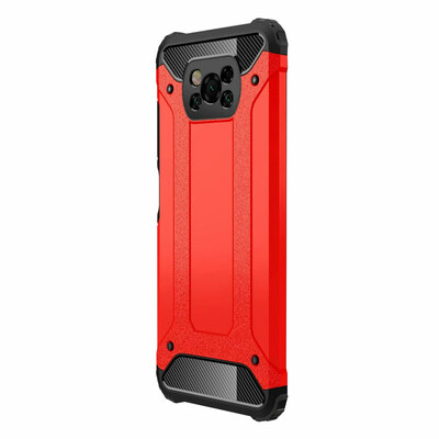 Microsonic  Xiaomi Poco X3 Pro Kılıf Rugged Armor Kırmızı