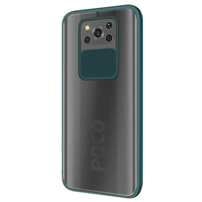 Microsonic Xiaomi Poco X3 Pro Kılıf Slide Camera Lens Protection Koyu Yeşil