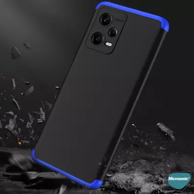 Microsonic Xiaomi Poco X5 5G Kılıf Double Dip 360 Protective Siyah Mavi