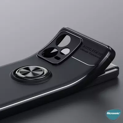 Microsonic Xiaomi Poco X5 5G Kılıf Kickstand Ring Holder Siyah Mavi