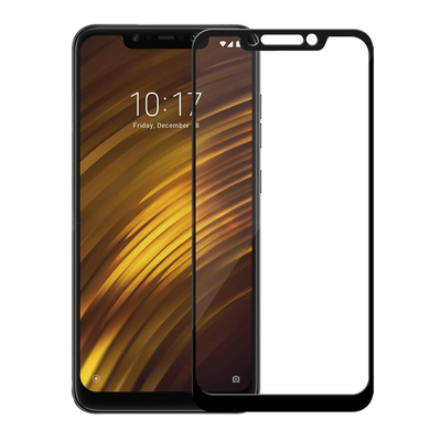 Microsonic Xiaomi Pocophone F1 Kavisli Temperli Cam Ekran Koruyucu Film Siyah