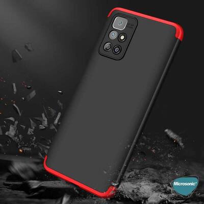 Microsonic Xiaomi Redmi 10 2022 Kılıf Double Dip 360 Protective AYS Siyah Kırmızı