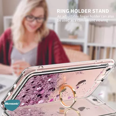 Microsonic Xiaomi Redmi 10 2022 Kılıf Glitter Liquid Holder Pembe