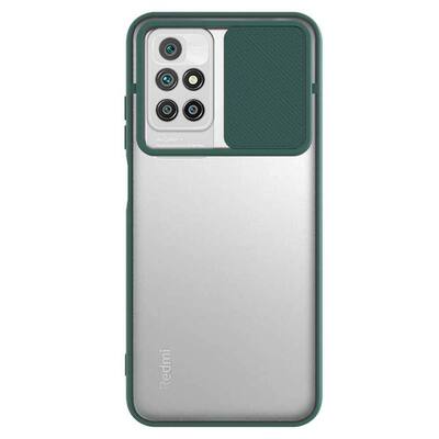 Microsonic Xiaomi Redmi 10 Kılıf Slide Camera Lens Protection Koyu Yeşil