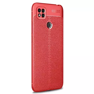 Microsonic Xiaomi Redmi 10A Kılıf Deri Dokulu Silikon Kırmızı