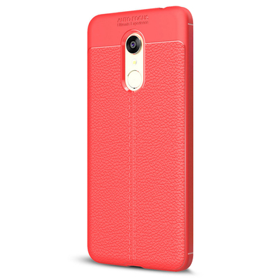 Microsonic Xiaomi Redmi 5 Kılıf Deri Dokulu Silikon Kırmızı