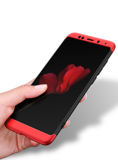 Microsonic Xiaomi Redmi 5 Kılıf Double Dip 360 Protective AYS Siyah - Kırmızı