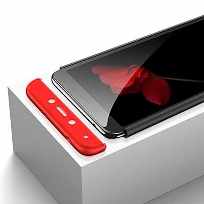 Microsonic Xiaomi Redmi 6A Kılıf Double Dip 360 Protective AYS Siyah Kırmızı