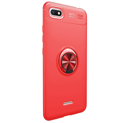 Microsonic Xiaomi Redmi 6A Kılıf Kickstand Ring Holder Kırmızı