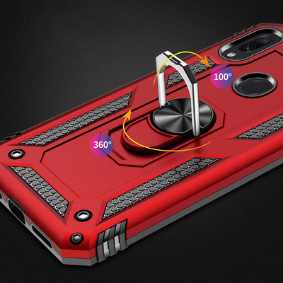 Microsonic Xiaomi Redmi 7 Kılıf Military Ring Holder Lacivert