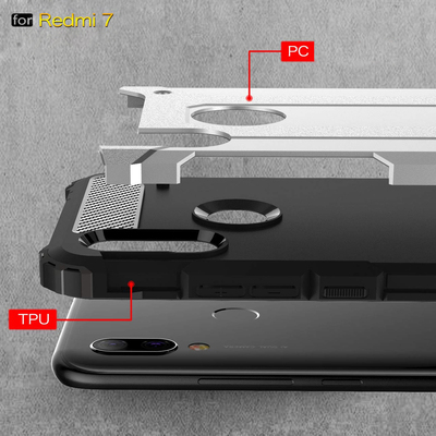 Microsonic Xiaomi Redmi 7 Kılıf Rugged Armor Gümüş