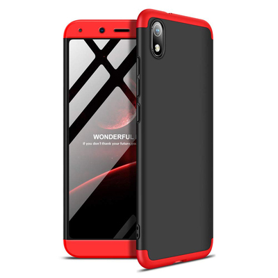 Microsonic Xiaomi Redmi 7A Kılıf Double Dip 360 Protective AYS Siyah - Kırmızı