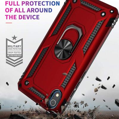Microsonic Xiaomi Redmi 7A Kılıf Military Ring Holder Kırmızı