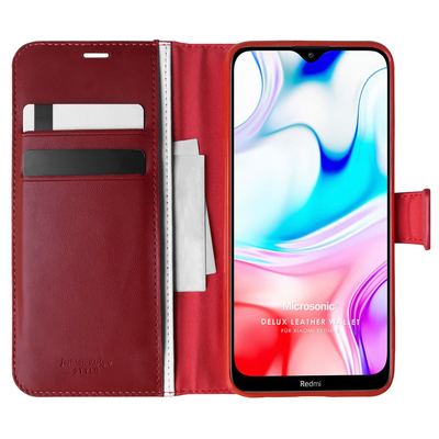 Microsonic Xiaomi Redmi 8 Kılıf Delux Leather Wallet Kırmızı