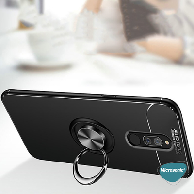 Microsonic Xiaomi Redmi 8 Kılıf Kickstand Ring Holder Lacivert