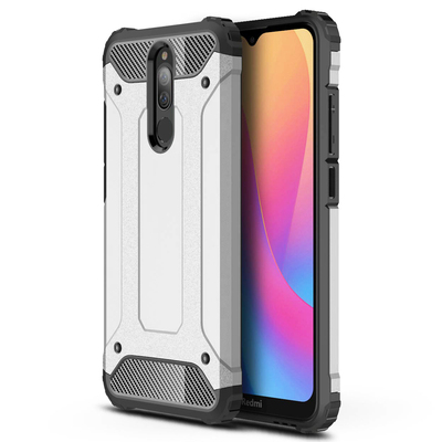 Microsonic Xiaomi Redmi 8 Kılıf Rugged Armor Gümüş