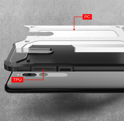 Microsonic Xiaomi Redmi 8 Kılıf Rugged Armor Gümüş