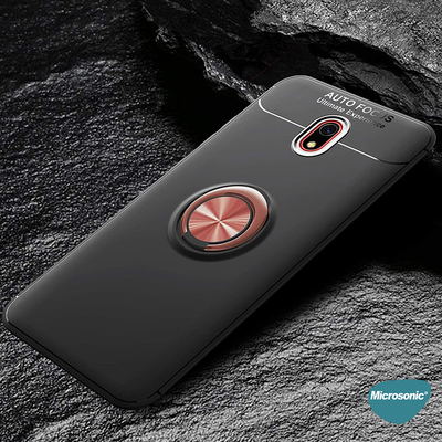 Microsonic Xiaomi Redmi 8A Kılıf Kickstand Ring Holder Siyah