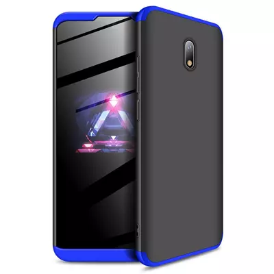 Microsonic Xiaomi Redmi 8A Kılıf Double Dip 360 Protective Siyah Mavi