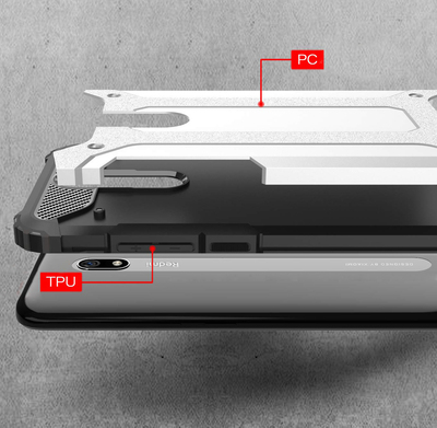 Microsonic Xiaomi Redmi 8A Kılıf Rugged Armor Siyah