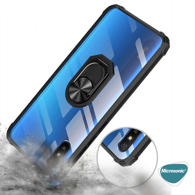 Microsonic Xiaomi Redmi 9A Kılıf Grande Clear Ring Holder Kırmızı