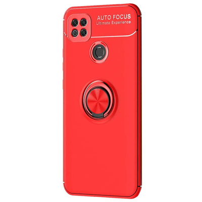 Microsonic Xiaomi Redmi 9C Kılıf Kickstand Ring Holder Kırmızı