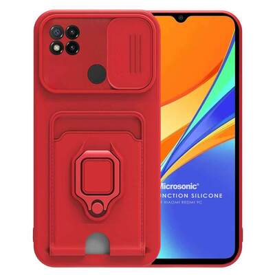 Microsonic Xiaomi Redmi 9C Kılıf Multifunction Silicone Kırmızı