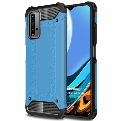 Microsonic Xiaomi Redmi 9T Kılıf Rugged Armor Mavi