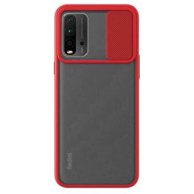 Microsonic Xiaomi Redmi 9T Kılıf Slide Camera Lens Protection Kırmızı