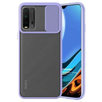 Microsonic Xiaomi Redmi 9T Kılıf Slide Camera Lens Protection Lila