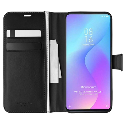 Microsonic Xiaomi Redmi K20 Kılıf Delux Leather Wallet Siyah