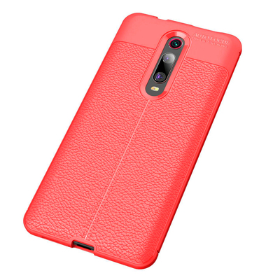 Microsonic Xiaomi Redmi K20 Kılıf Deri Dokulu Silikon Kırmızı