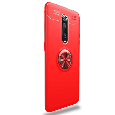 Microsonic Xiaomi Redmi K20 Kılıf Kickstand Ring Holder Kırmızı