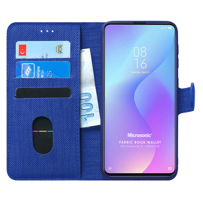 Microsonic Xiaomi Redmi K20 Kılıf Fabric Book Wallet Lacivert