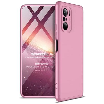 Microsonic Xiaomi Redmi K40 Kılıf Double Dip 360 Protective AYS Rose Gold