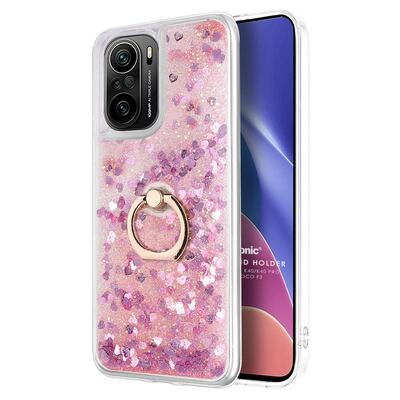 Microsonic Xiaomi Redmi K40 Kılıf Glitter Liquid Holder Pembe