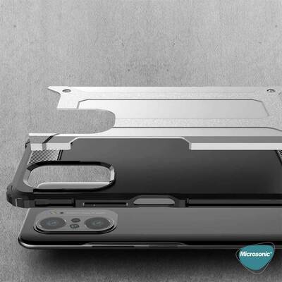 Microsonic Xiaomi Redmi K40 Pro Kılıf Rugged Armor Gümüş