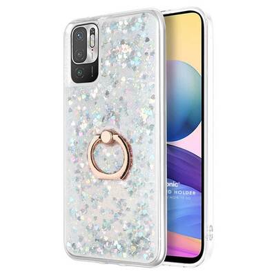 Microsonic Xiaomi Redmi Note 10 5G Kılıf Glitter Liquid Holder Gümüş