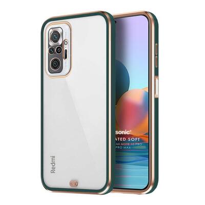 Microsonic Xiaomi Redmi Note 10 Pro Kılıf Laser Plated Soft Koyu Yeşil