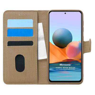 Microsonic Xiaomi Redmi Note 10 Pro Max Kılıf Fabric Book Wallet Gold