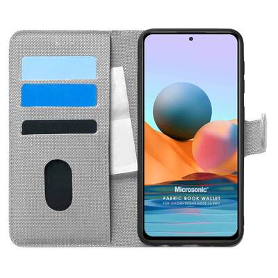 Microsonic Xiaomi Redmi Note 10 Pro Max Kılıf Fabric Book Wallet Gri