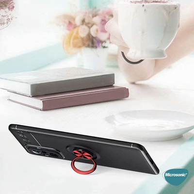 Microsonic Xiaomi Redmi Note 10 Pro Max Kılıf Kickstand Ring Holder Lacivert